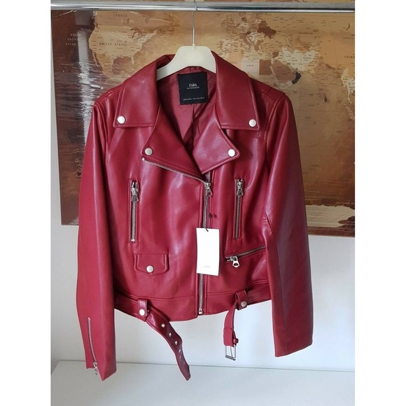 Zara TRF FAUX LEATHER MOTORCYCLE JACKET - Picture 1 of 5